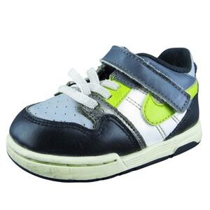 Nike Boys Sneaker Shoes Black Leather Hook & Loop Size T 6 Medium